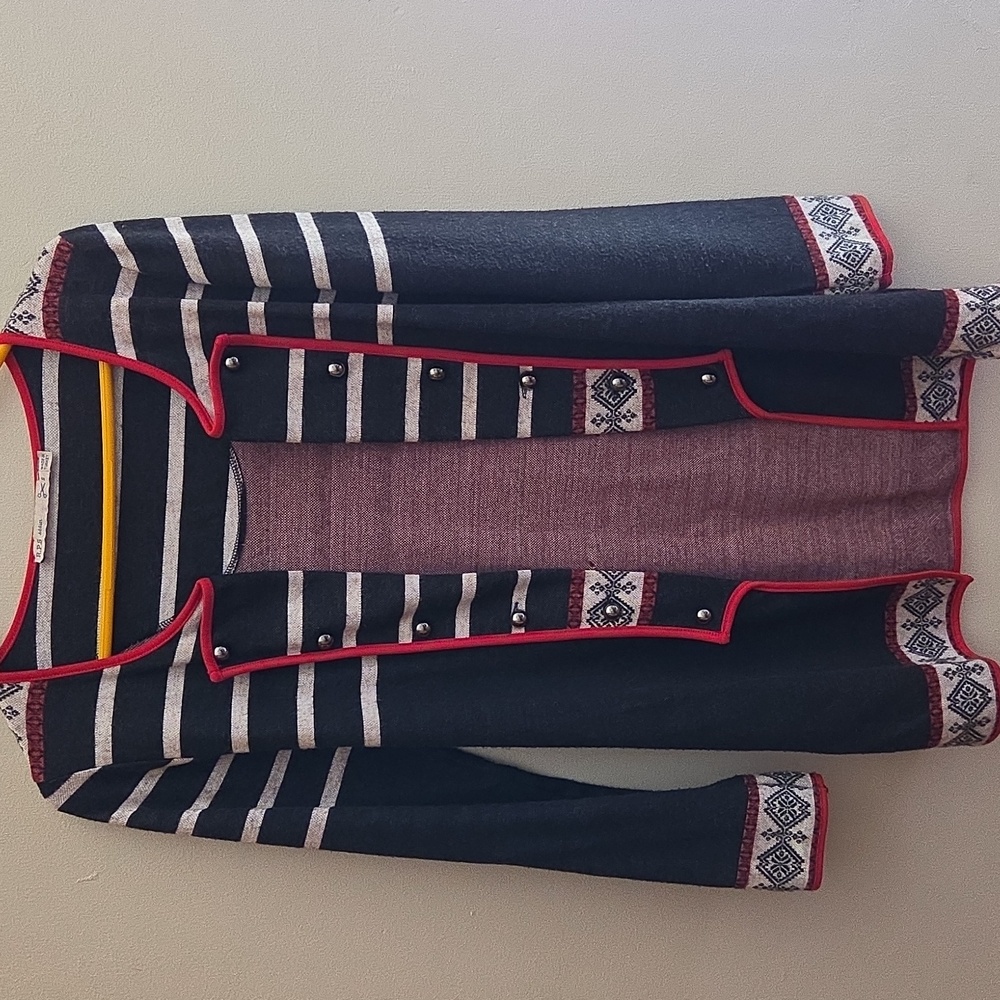 RPS Addict Striped Cardigan with Red Trim